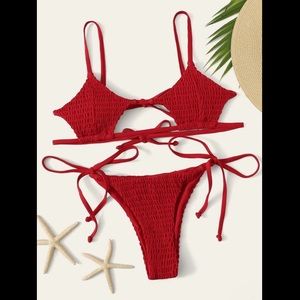 SHEIN Smocked Star Top w/ Tie Side Bikini Set NWT